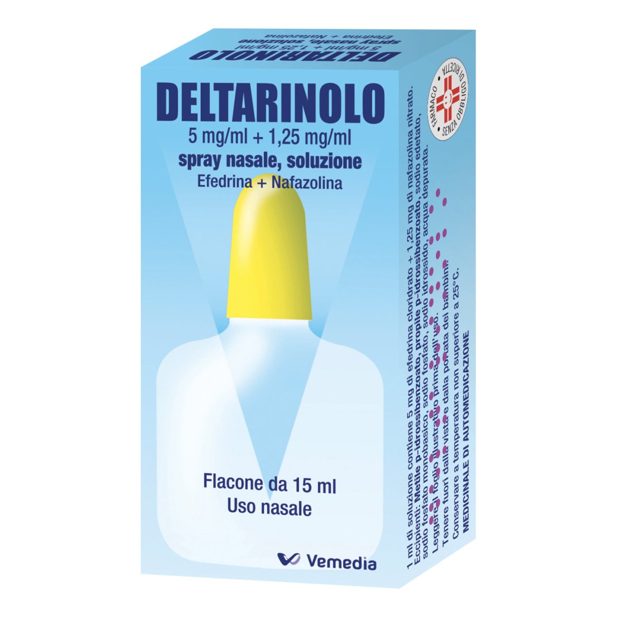 Deltarinolo 0, 5 % + 0, 125 % 15 ml spray nasale soluzione