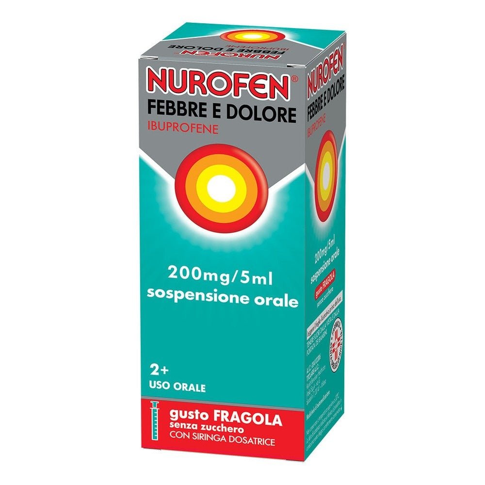 Nurofen Febbre e Dolore 200mg/5ml sospensione orale gusto fragola senza zucchero 100ml