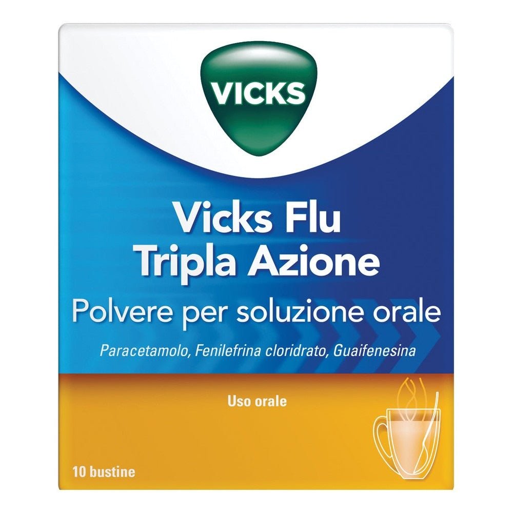 Vicks Flu Tripla Azione 500mg/200mg/10mg 10 bustine polvere per soluzione orale