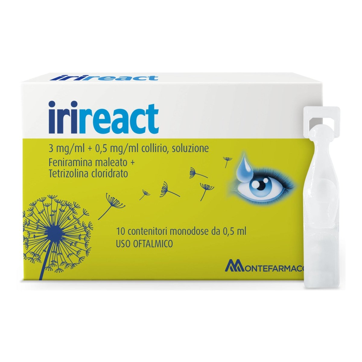 Irireact 3 + 0, 5 mg/ml 10×0, 5 ml collirio monodose