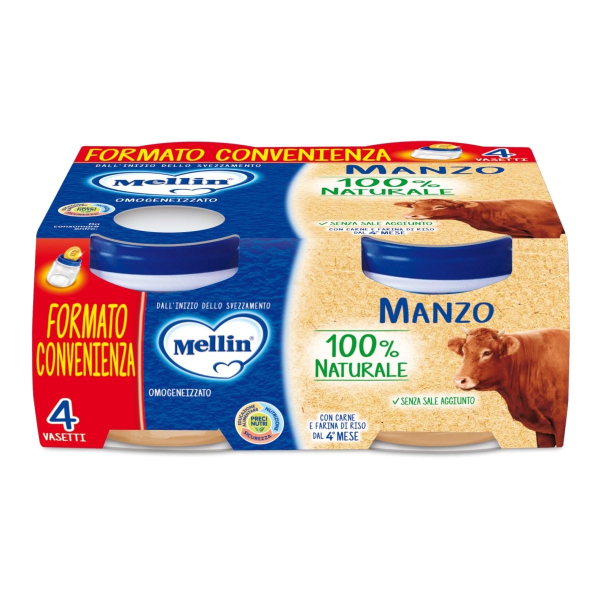 Mellin omogeneizzato manzo 4×80 g carne baby