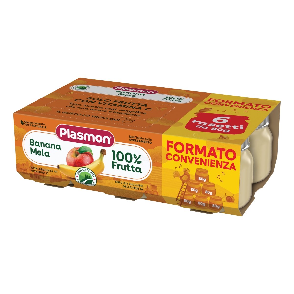 Plasmon omogeneizzato banana‑mela 6×80 g