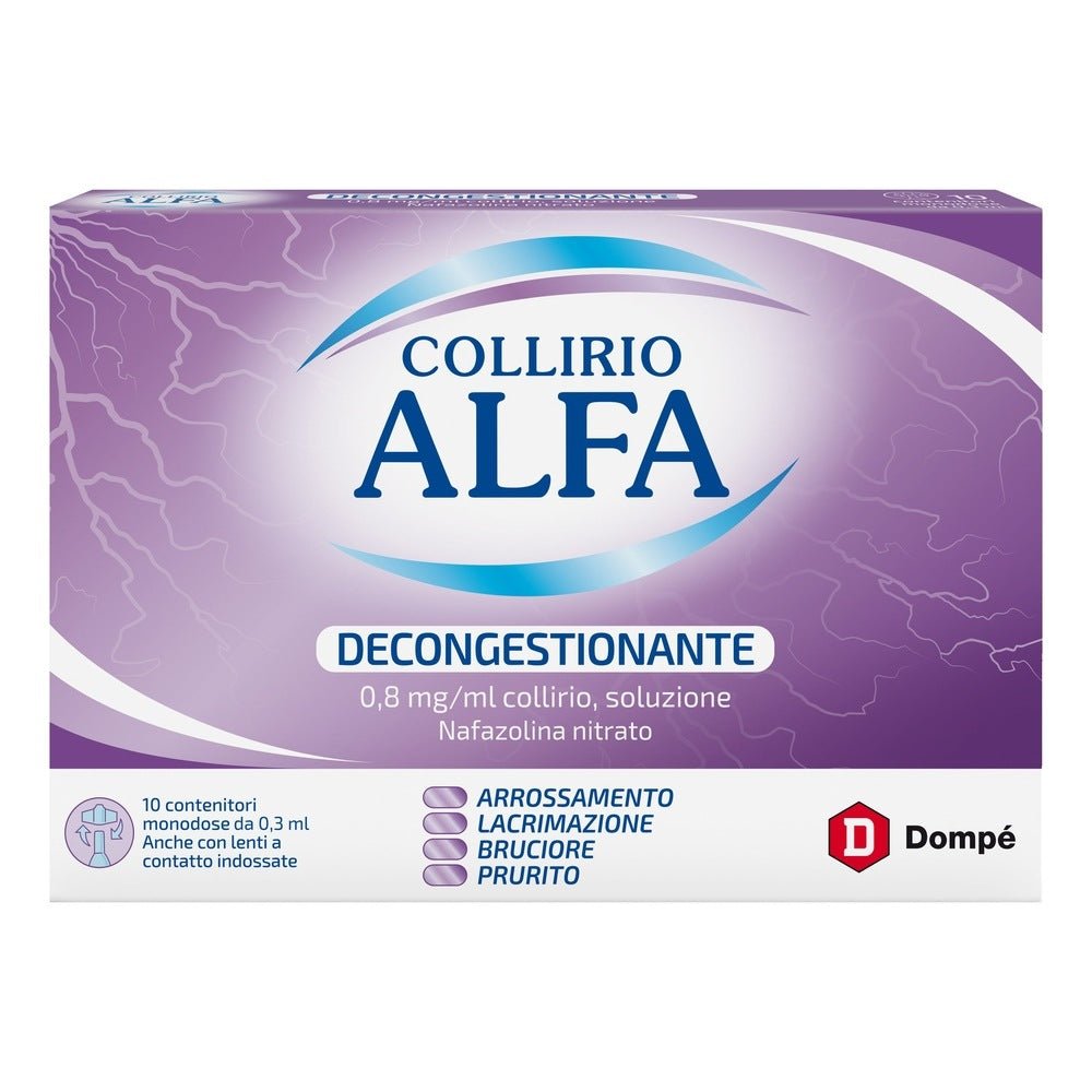Picături oftalmice decongestionante Alfa 0,8 mg/ml soluție de picături pentru ochi 10 recipiente unidoză 0,3 ml