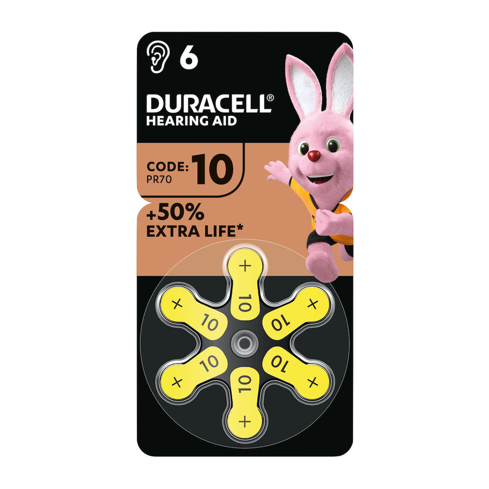 Duracell EasyTab 10 giallo pile apparecchi acustici 6 pezzi