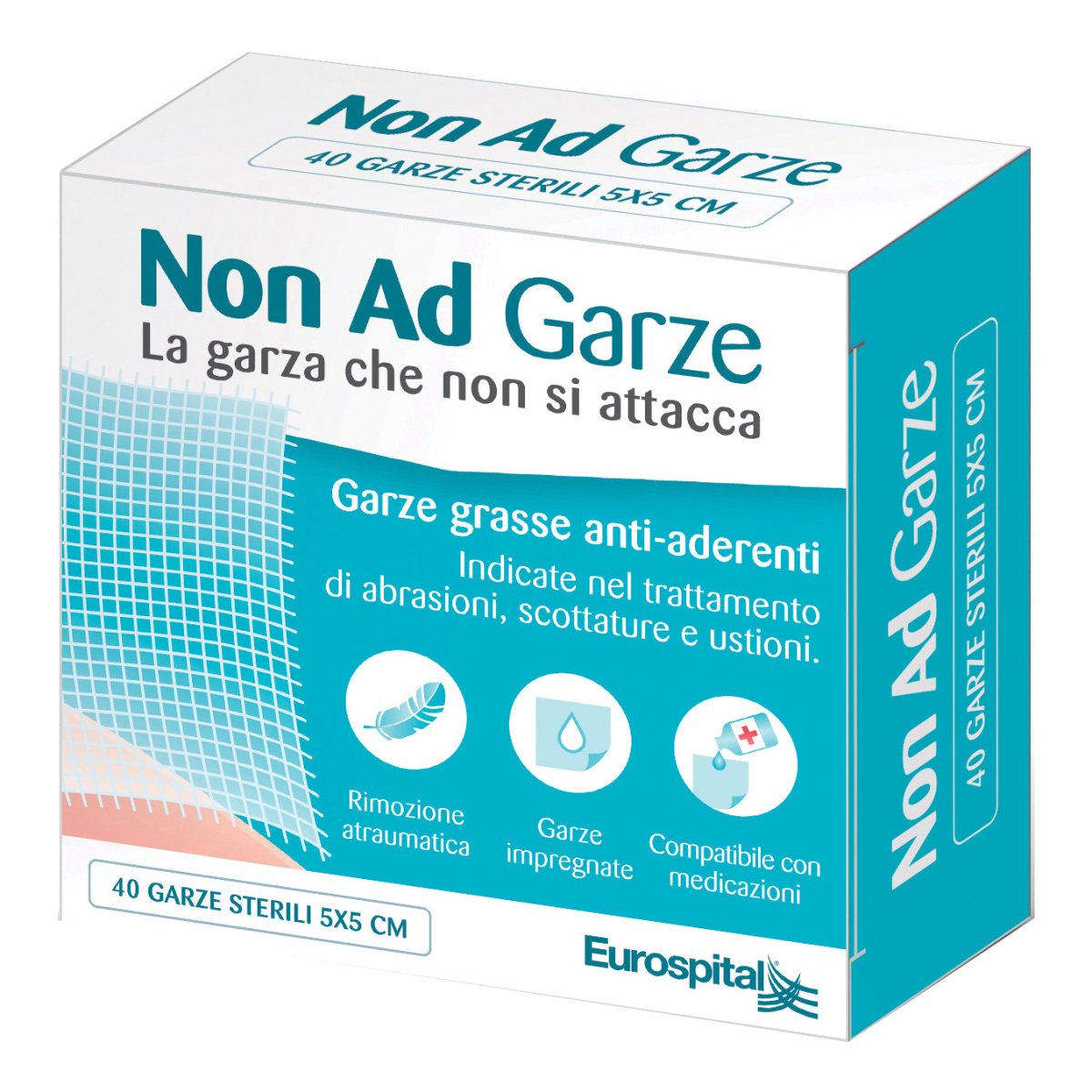 Non-adhesive paraffin gauze 5x5 cm 40 pieces sterile for burn