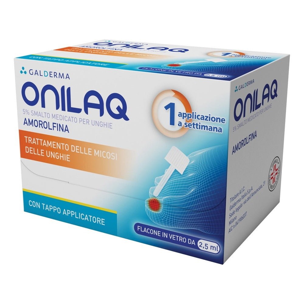 Onilaq 5 % medizinischer Nagellack 2,5 ml mit Applikatorkappe und Zubehör