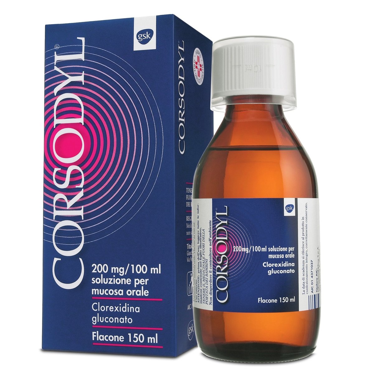 Corsodyl 200 mg/100 ml 150 ml solution pour muqueuse buccale