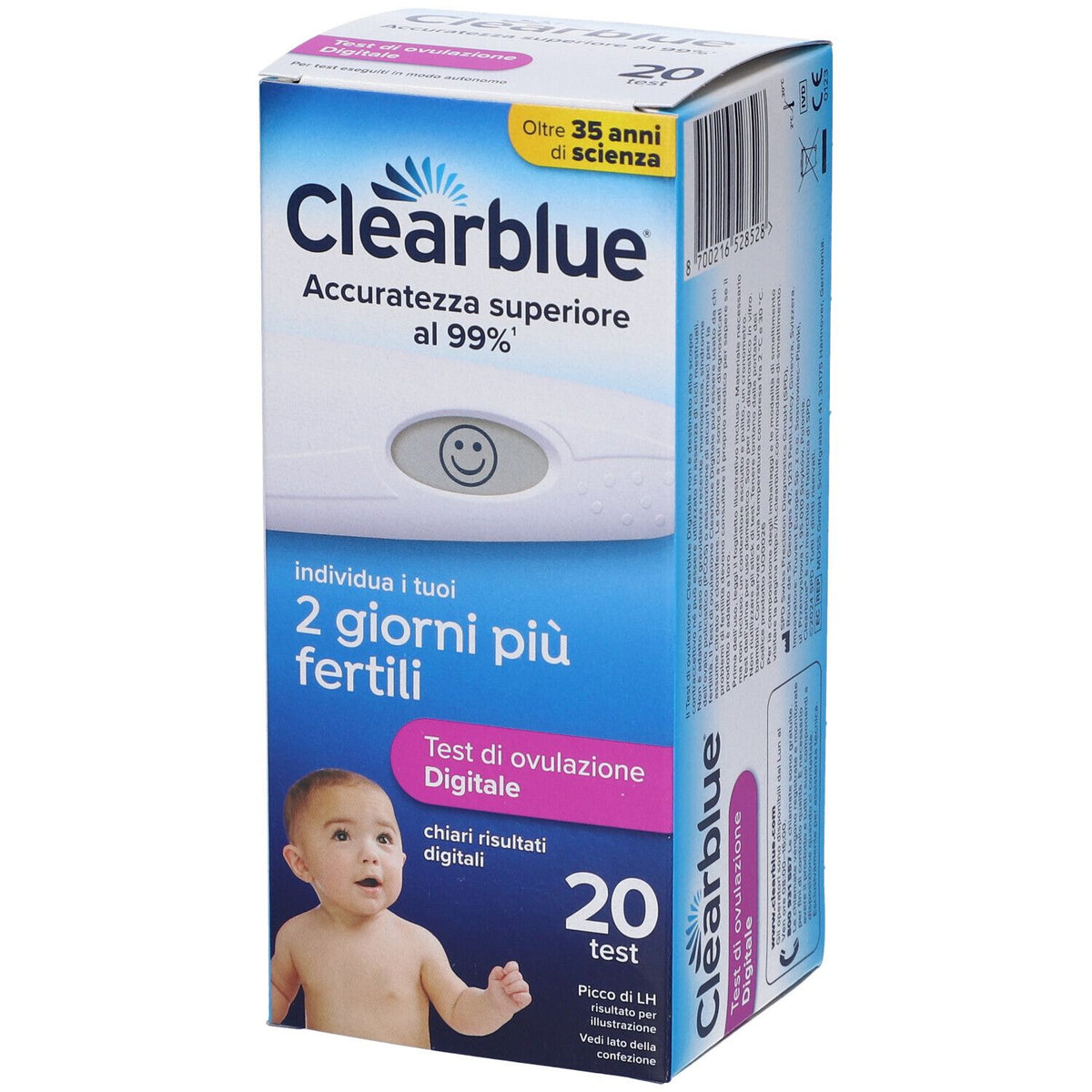 Cyfrowy test owulacyjny Clearblue 20 jednorazowych sztyftów