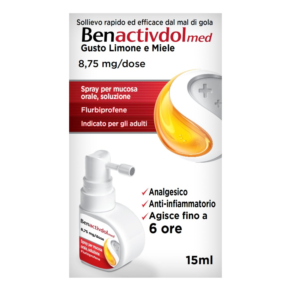 BenactivDolMed 8, 75 mg/dosis 15 ml spray oral limón y miel