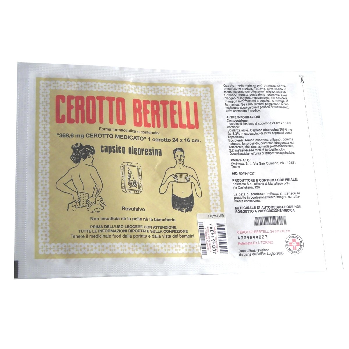 Cerotto Bertelli 96, 5 mg (368, 6 mg) 1 cerotto 16×24 cm medicato