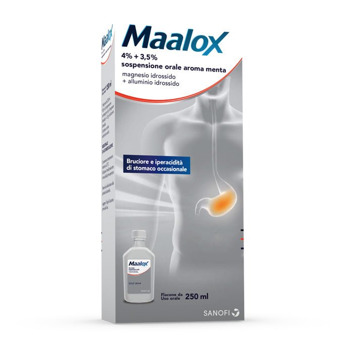 Maalox 4 % + 3, 5 % 250 ml sospensione orale aroma menta