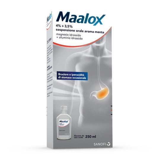 Maalox 4 % + 3, 5 % 250 ml sospensione orale aroma menta
