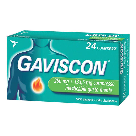 Gaviscon 250 mg + 133, 5 mg 24 compresse masticabili gusto menta