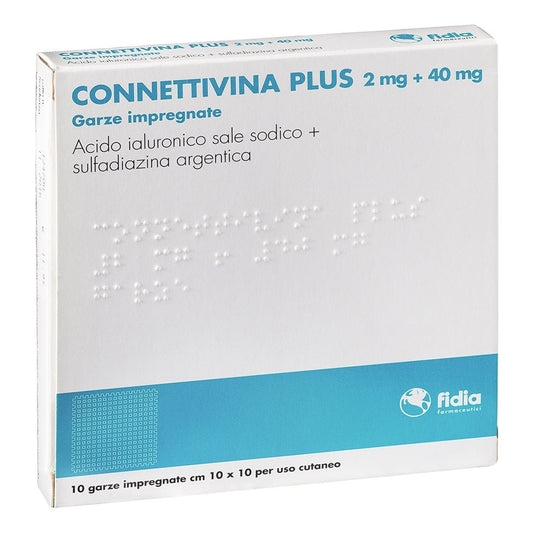 Connettivina Plus 2 mg + 40 mg 10 garze impregnate 10×10 cm