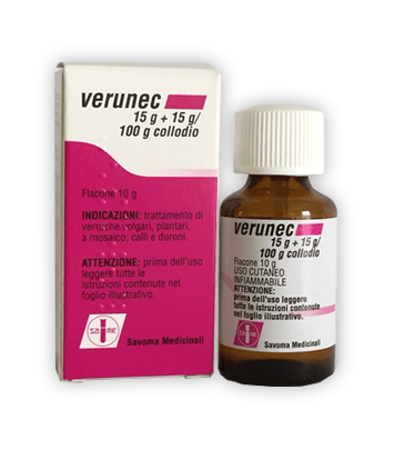 Verunec 15 g + 15 g/100 g 10 g collodio