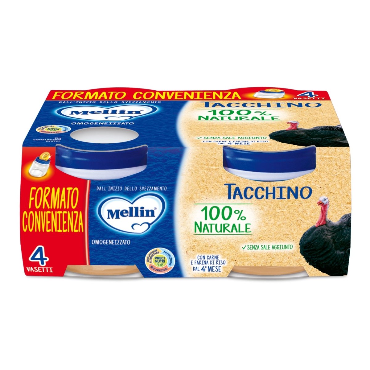 Mellin omogeneizzato tacchino 4×80 g carne baby