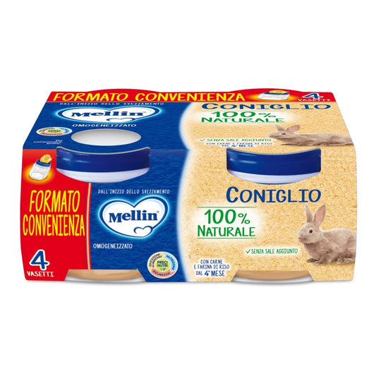 Mellin omogeneizzato coniglio 4×80 g carne baby