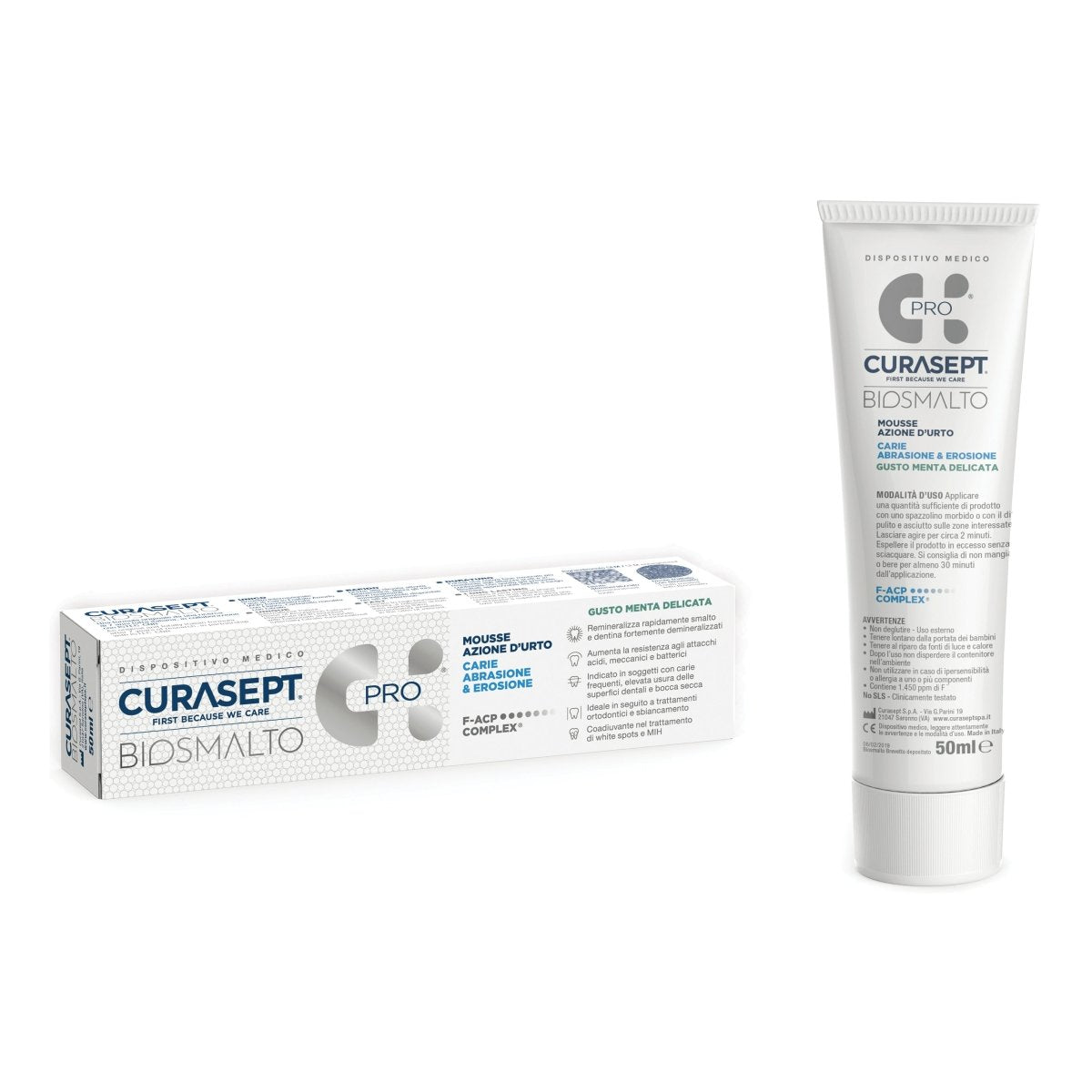 Curasept Biosmalto mousse menta 50 ml remineralizzante