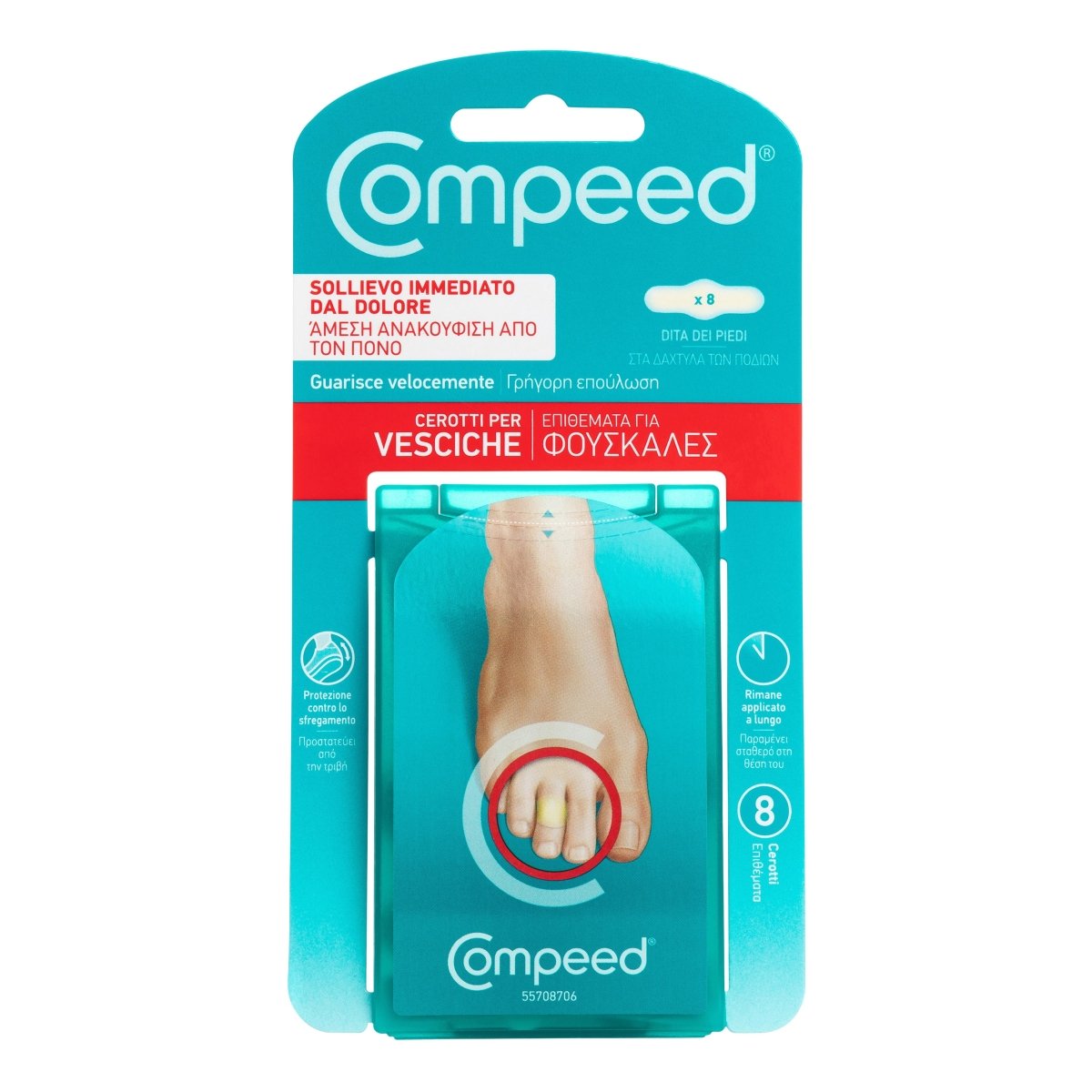 Compeed vesciche dita piedi 8 cerotti protettivi