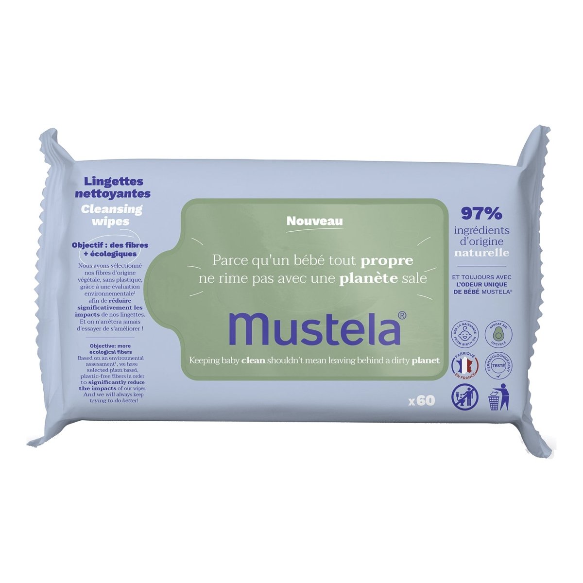 Mustela salviette 60 pezzi detergenti neonati