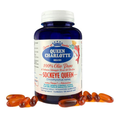 Olio puro di salmone rosso selvaggio Queen Charlotte 120 capsule