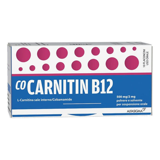 Cocarnitin B12 500 mg + 2 mg 10 Flaschen Pulver + Lösungsmittel zur Herstellung einer Suspension zum Einnehmen