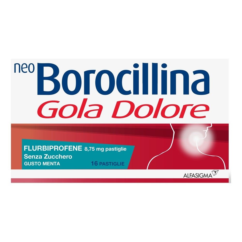 Neo Borocilină Dureri de gât 8,75 mg 16 comprimate cu aromă de mentă fără zahăr