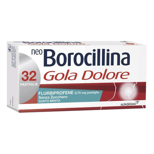 Neo Borocillin Halsschmerzen 8,75 mg 32 zuckerfreie Tabletten mit Minzgeschmack