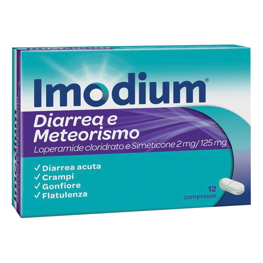 Imodium diarrea e meteorismo 2 mg + 125 mg 12 compresse