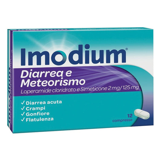 Imodium diarrea e meteorismo 2 mg + 125 mg 12 compresse