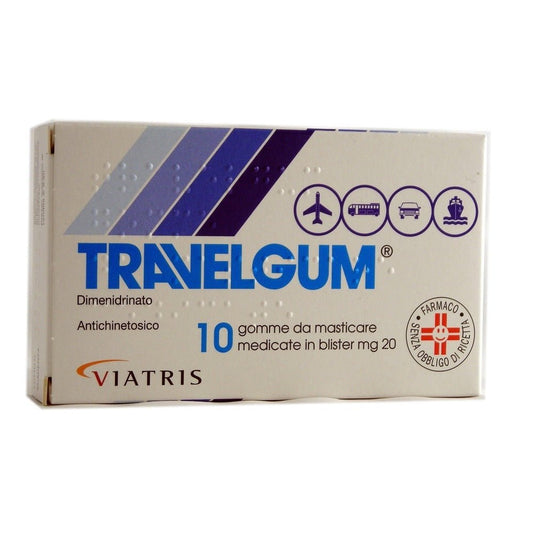 Travelgum 20 mg 10 medizinische Kaugummis
